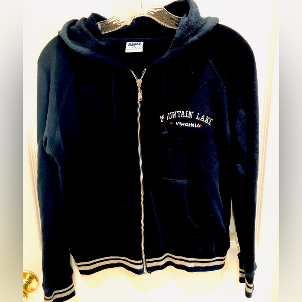 BASIX NAVY ZIP FRONT HOODIE